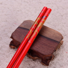 喜字龙凤喜筷子中式中国风结婚对筷新人红色加套喜筷结婚用品批发