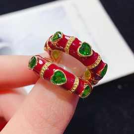 S925银镶嵌天然透辉石耳钉轻奢洋气小众设计高级感彩宝耳饰女批发