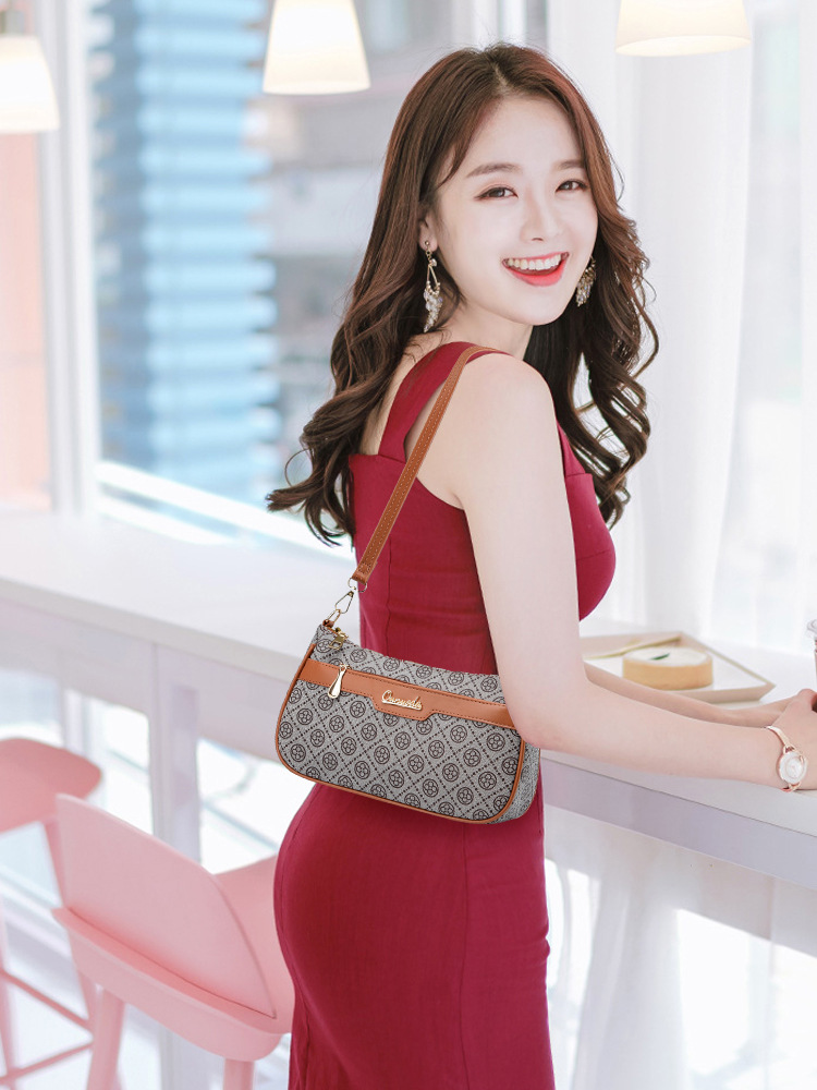 Bolso bandolera de un solo hombro, exquisito bolso nuevo para mujer 2025, bolso para mujer de mediana edad con costuras en color contrastante