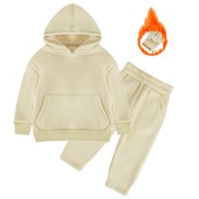 童装新款冬季ins潮牌男童抓绒卫衣套装中大童女童连帽加绒运动服