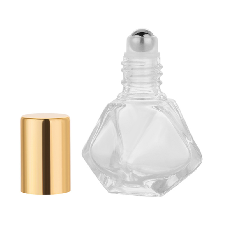 En stock 8ml botella de bola de rodillo de cristal de diamante perlas de perfume botella de aceite esencial perfume cosmético sub-botella