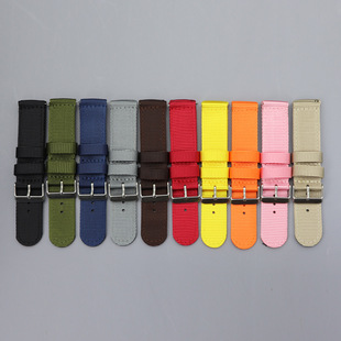 Switch Ear Solid Color Nylon Canvas Strap Fit Smart Watch Bracelet Accessories Strap 18mm20mm22mm