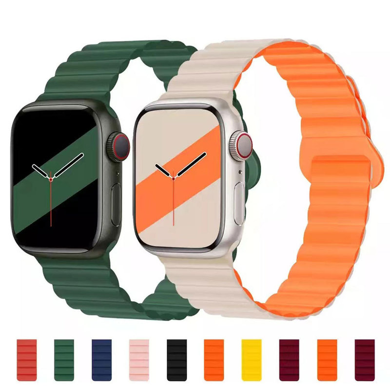 Suitable for apple Watch apple iwatch 8 generation sports two-color magnet magnetic apple silicone strap Suitable for apple Watch apple iwatch 8 generation sports two-color magnet magnetic apple silicone strap