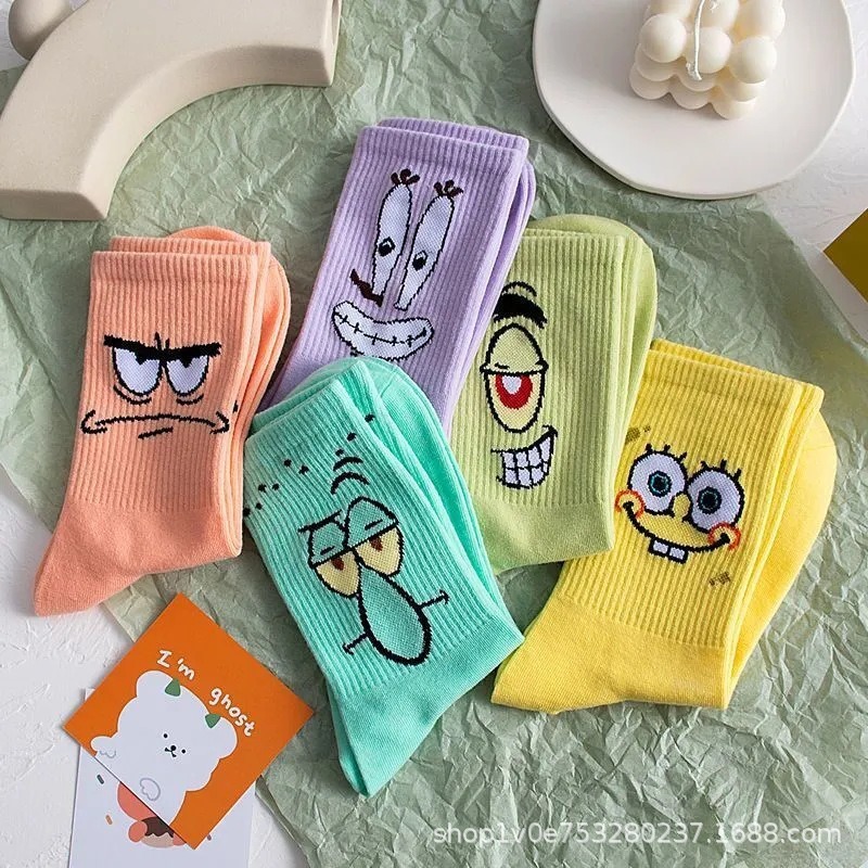 Anime Cartoon Socks Spongebob Cotton Socks Couple Funny Socks Ins Harajuku Style Casual Stockings Anime Cartoon Socks Spongebob Cotton Socks Couple Funny Socks Ins Harajuku Style Casual Stockings