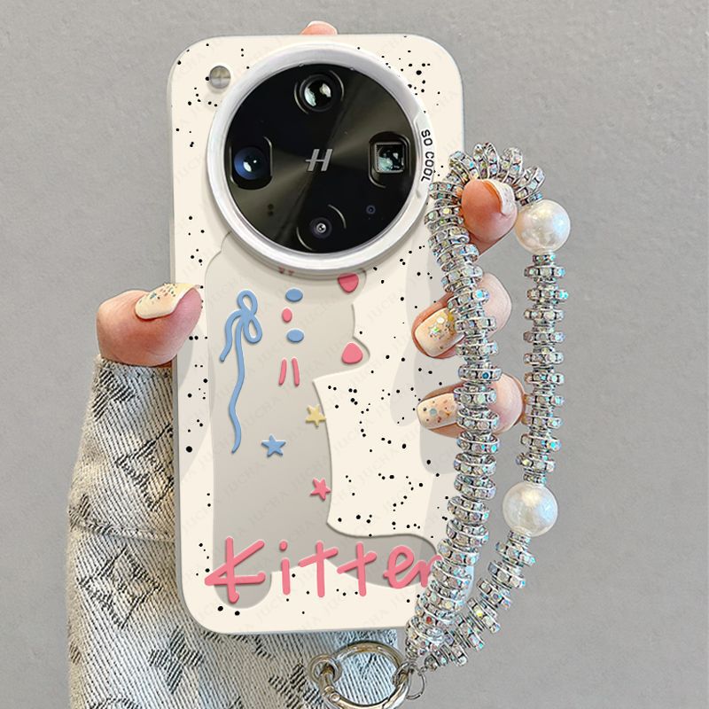 oppofindx8s+ スタンド付き携帯電話ケース findx8ultra 落下防止携帯電話ケース かわいい中空猫に適しています。|undefined