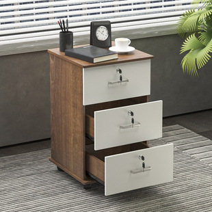 Wholesale Heightened Three-Drawer Mobile File Cabinet 65 High Wooden Small Cabinet with Lock Storage Cabinet Office Under-Desk Drawer