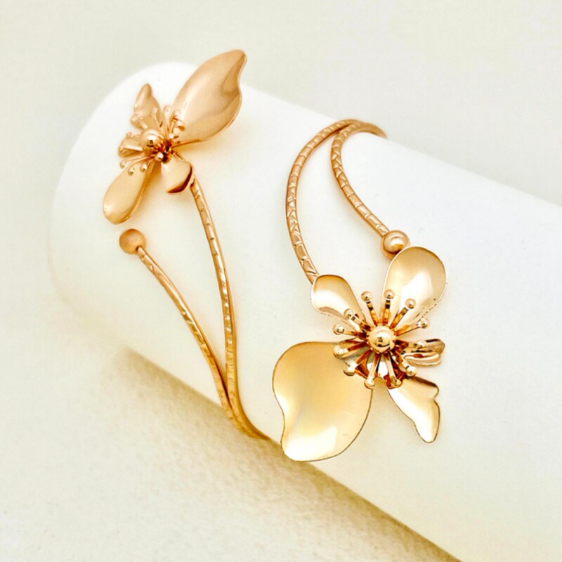 European and American Cross-Border Hot-Selling Travel and Vacation Ocean-Themed Floral Adjustable Open Arm Bracelet for Girls