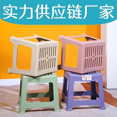 厂家批发塑料加厚条纹凳子镂空空调凳子浴室小凳子成人可叠放板凳