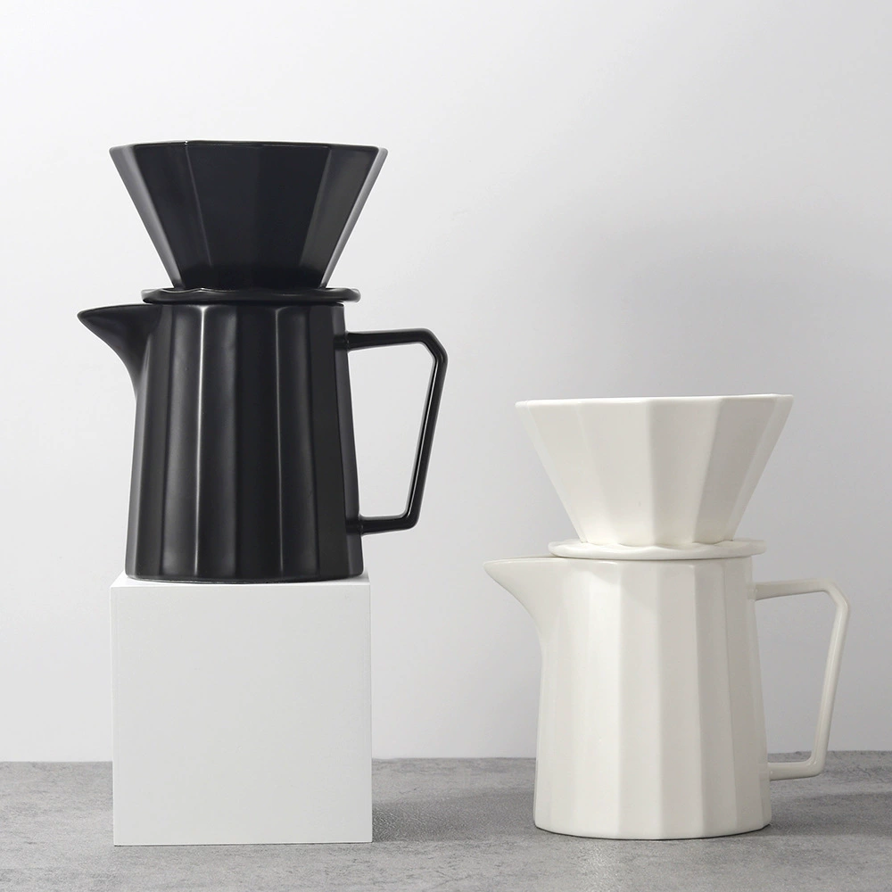 Ручной кофейник костюм коническая многосторонняя чашка с фильтром для оригами Керамический набор для обмена кофе на 2 человека