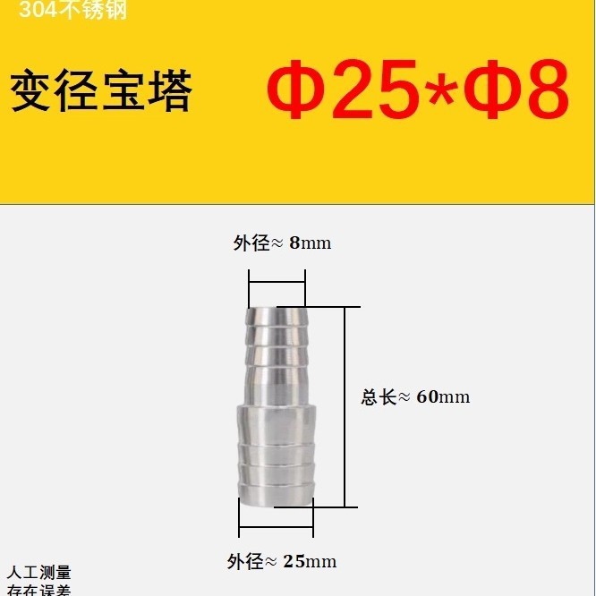 304 ステンレス鋼ダブルヘッドチューブジョイント、異径パゴダ大小ヘッド、ストレートチューブ、オイルパイプ、ホースジョイント|undefined