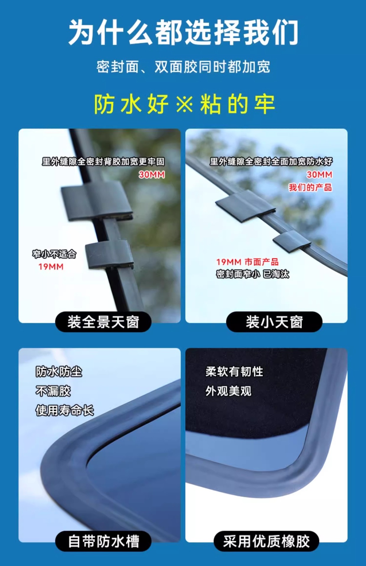 T-shaped sealing strip sunroof front windshield waterproof strip car window car roof anti-water leakage dustproof rain sound insulation strip