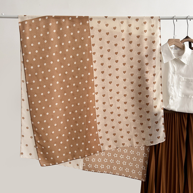 Diseño creativo ondulado punto estrella de pentaco alto valor de color pañuelo de seda pañuelo de algodón y lino damas primavera y otoño chal decorado image 8