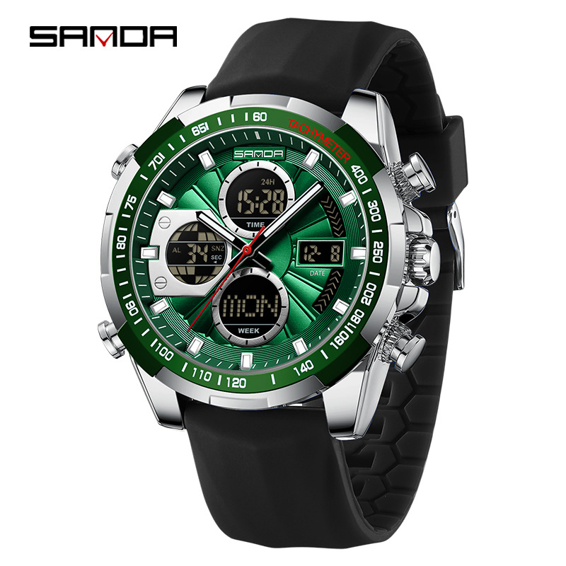 Reloj SANDA para hombre Reloj despertador cronógrafo impermeable Reloj electrónico Reloj deportivo luminoso multifuncional 5105