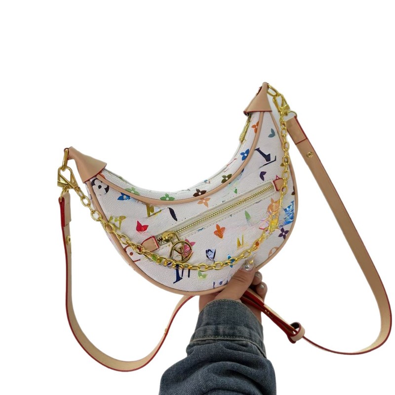外国貿易ループ三日月バッグプリントチェーンバッグ中古ショルダークロスボディバッグヨーロッパとアメリカのレトロな立体感卸売|undefined
