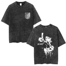 Washed Vintage Anime Attack on Titan Levi Ackerman Graphic T