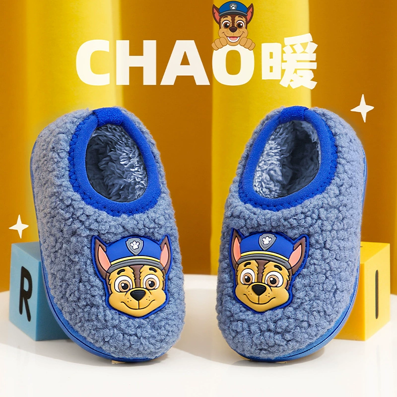 Хлопковые тапочки Wofing Team, зимняя детская сумка с теплой комнатной детской хлопковой обувью, Нескользящие меховые Тапочки
