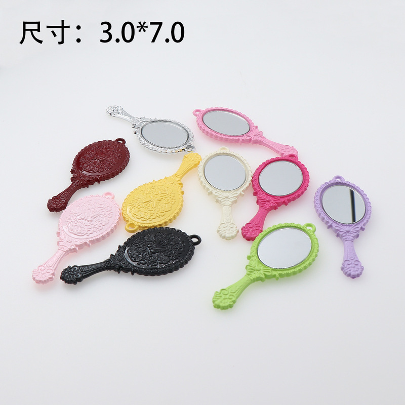 Acrylic Makeup Mirror European Retro Lace Small Oval Portable DIY Pendant Clothing Chain Small Mirror Accessories