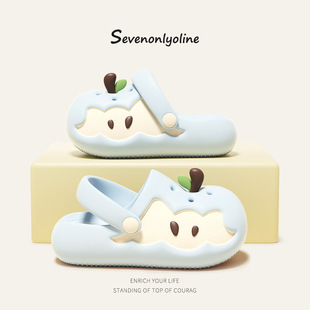 Cute Little Apple Parent-Child Clog Shoes for Women and Girls, Lightweight Non-Slip Eva Cartoon Casual Closed-Toe Sandals for Summer