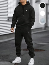 N 18300 Men's Autumn Casual Solid Color Hoodie Set �＾���e