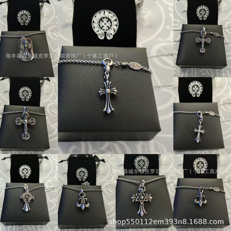 Crow Core Cross Necklace Fashionable High-end Sense Thai Silver 925 Color-free Cruciferous Diamond Pendant Woolen Chain Crow Core Cross Necklace Fashionable High-end Sense Thai Silver 925 Color-free Cruciferous Diamond Pendant Woolen Chain