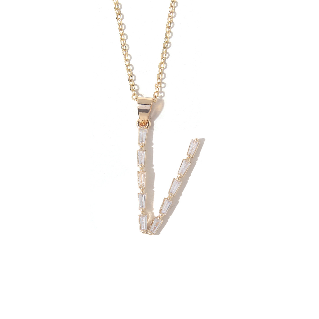 Fashion copper gold-plated zircon letter necklace female