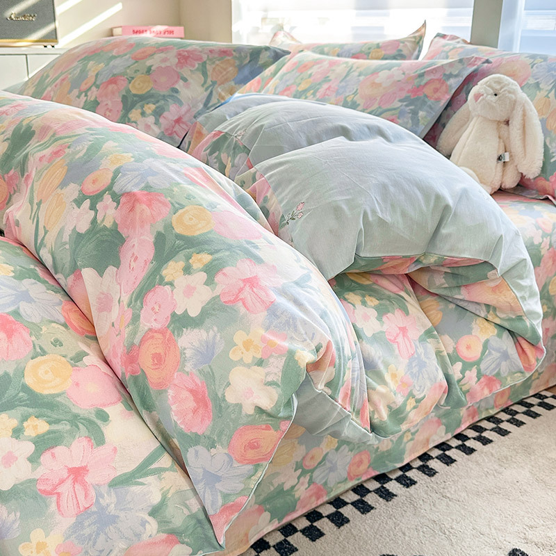 Cama de algodón de cuatro piezas, algodón puro 2025, nueva sábanas domésticas, cama de cama de dormitorio de cuatro estaciones, tres