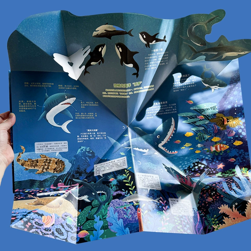 Three dimensional flip book, Chinese marine space dinosaur, new version, 3D