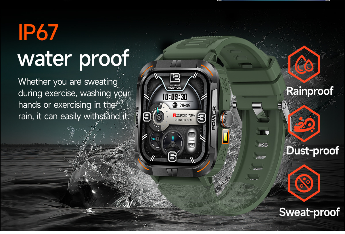 Montre connectée outdoor avec écran tactile AMOLED 1,97 pouce, Bluetooth, appels et lampe torche._voghion.com