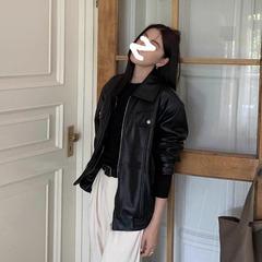 美式复古皮衣PU外套女2025秋冬新款高级感酷飒风宽松机车皮夹克潮
