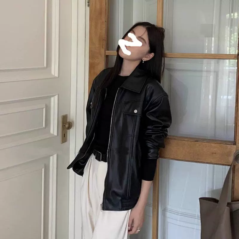 美式复古皮衣PU外套女2025秋冬新款高级感酷飒风宽松机车皮夹克潮