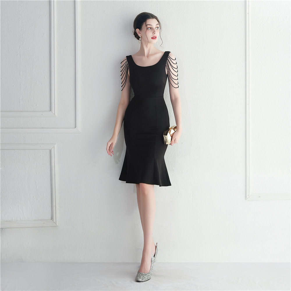 Short Beaded Bridesmaid Exhibition Welcome Car Model Etiquette Short Dress