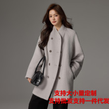 秘鲁进口高端双面苏力羊驼绒大衣中长款羊毛呢外套新款一件代发