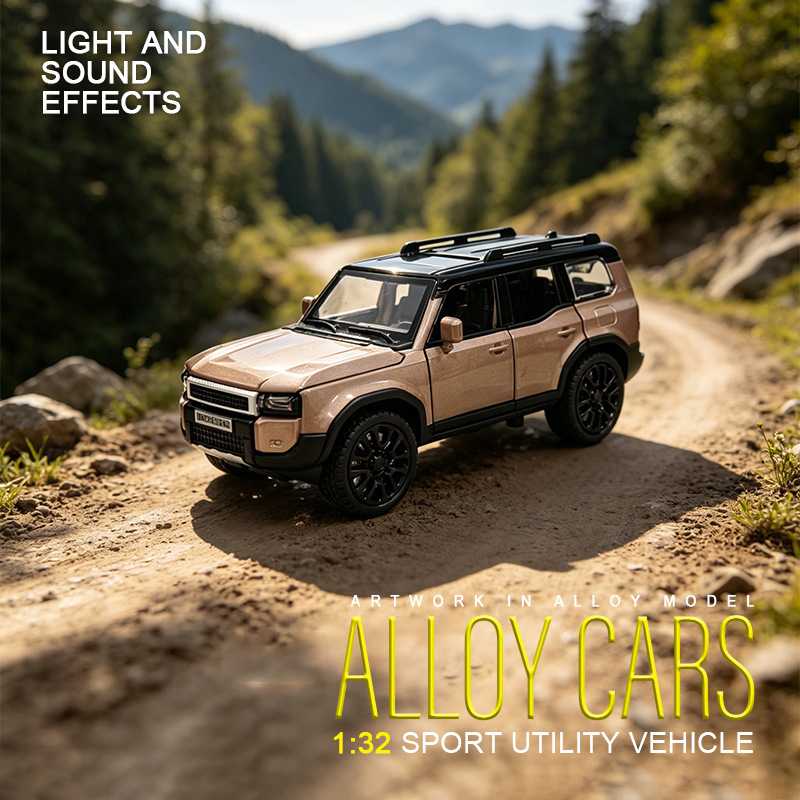Die-Cast 1:32 Toyota Prado Alloy Car Model with Openable Doors, Cool Lighting and Sound Effects, Children's Toy Car