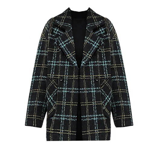 Short Plaid Wool Coat for Women - Autumn/Winter New Retro High-end Stylish Suit Coat with Double Faced Wool