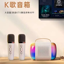 跨境新款K歌宝Y5蓝牙音箱无线便携话筒桌面低音炮RGB双麦克风音响