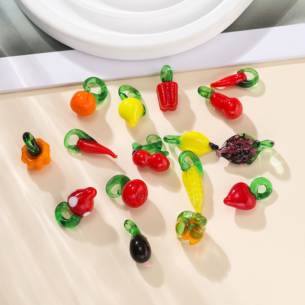 2 PCS/Package 12 * 19mm 8.5*19mm 9.5*25mm Glass Fruit Vegetable Pendant display picture 4
