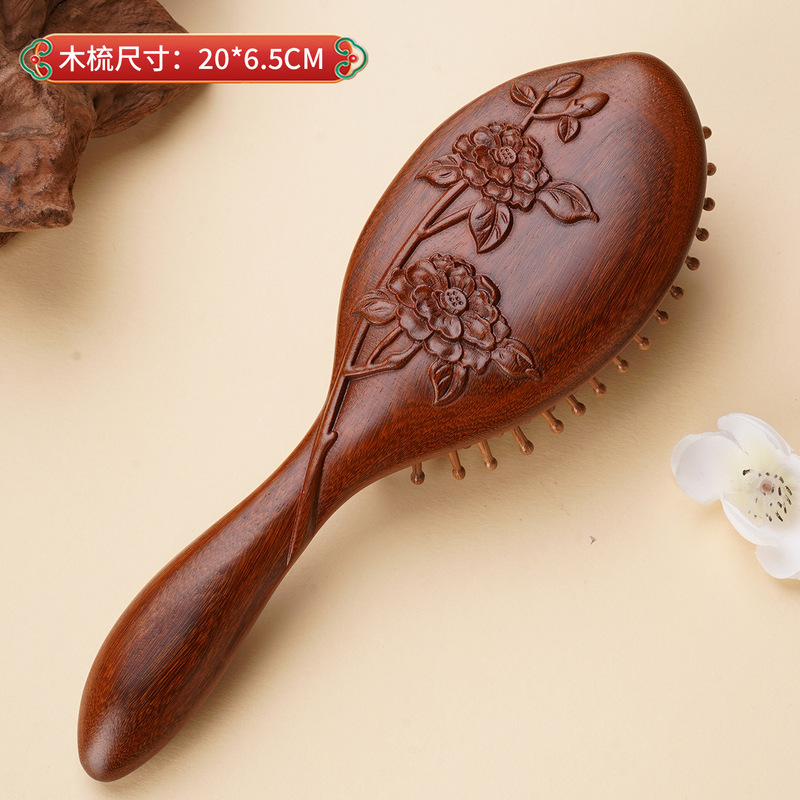 赤い檀木の彫刻の狐の気嚢の櫛のエアクッションの櫛のマッサージの頭皮の経絡の疎通のマッサージの櫛の家庭用檀木の櫛|undefined