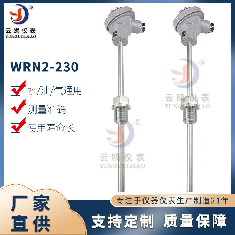 WRN2-230 dual thermocouple K-type temperature measuring rod sensor E-type T-type J-type thermocouple for annealing furnace temperature measurement