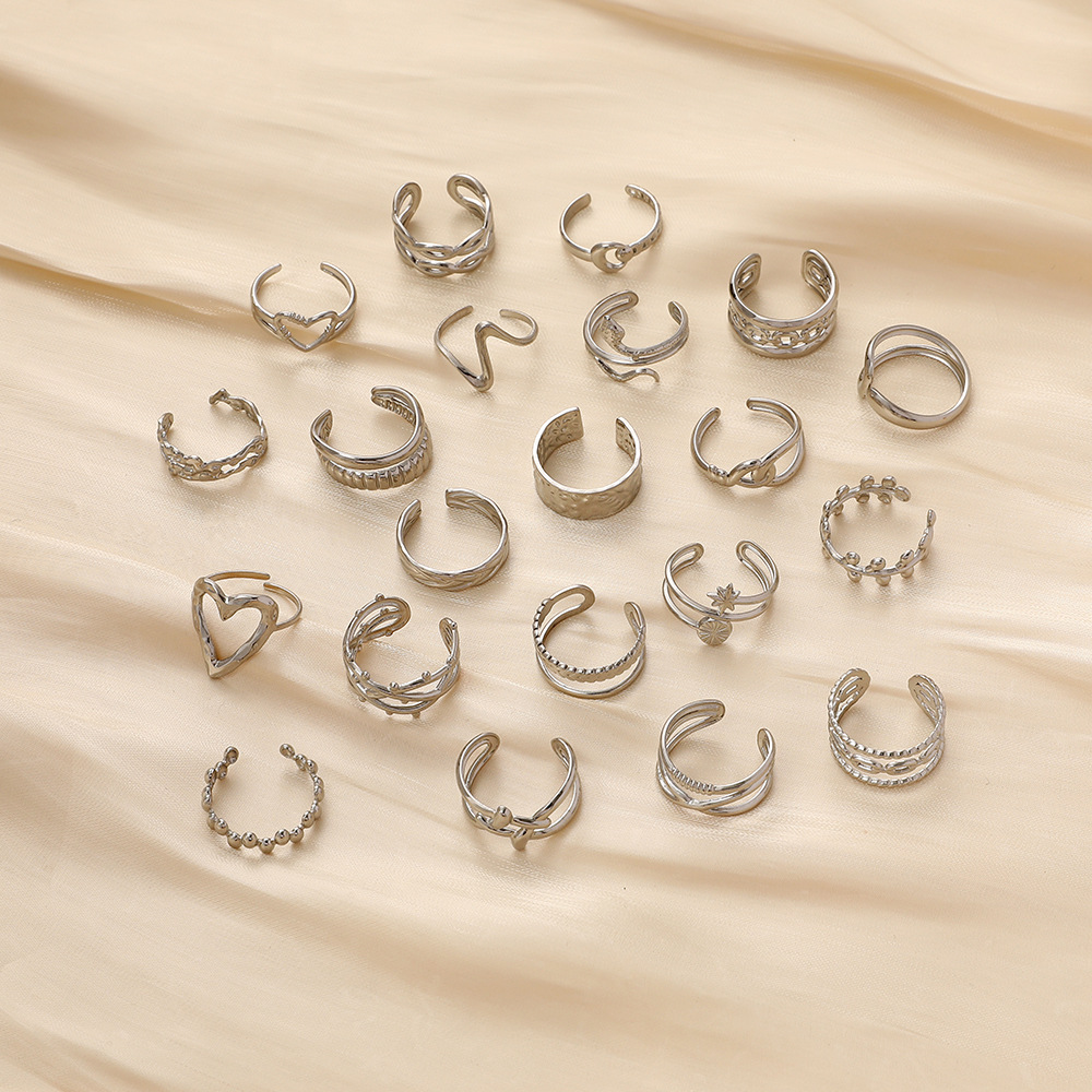 6g Weight Open Ring Classification Adjustable Ring Size 1 Piece Quantity Daily Occasion Stainless Steel Material Star, Heart Shape Pattern Women'S Gender Plating Design Simple Style Style Simple Style Star Heart Shape Stainless Steel Plating Open Ring 1 Piece 81