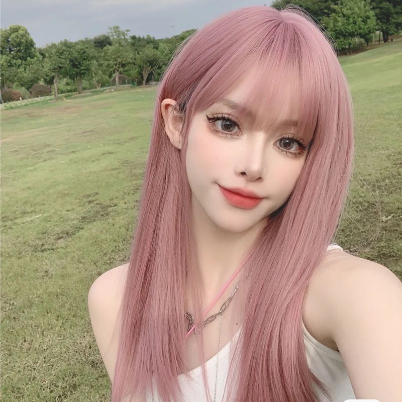 Women's Fashion Street High Temperature Wire Air Bangs Long Straight Hair Wigs display picture 3