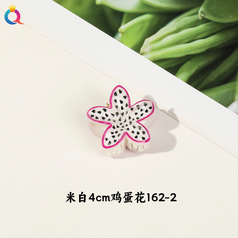 奇阅跨境时尚水果UV印抓夹创意鸡蛋花抓夹女紫荆花发饰鲨鱼夹批发|undefined