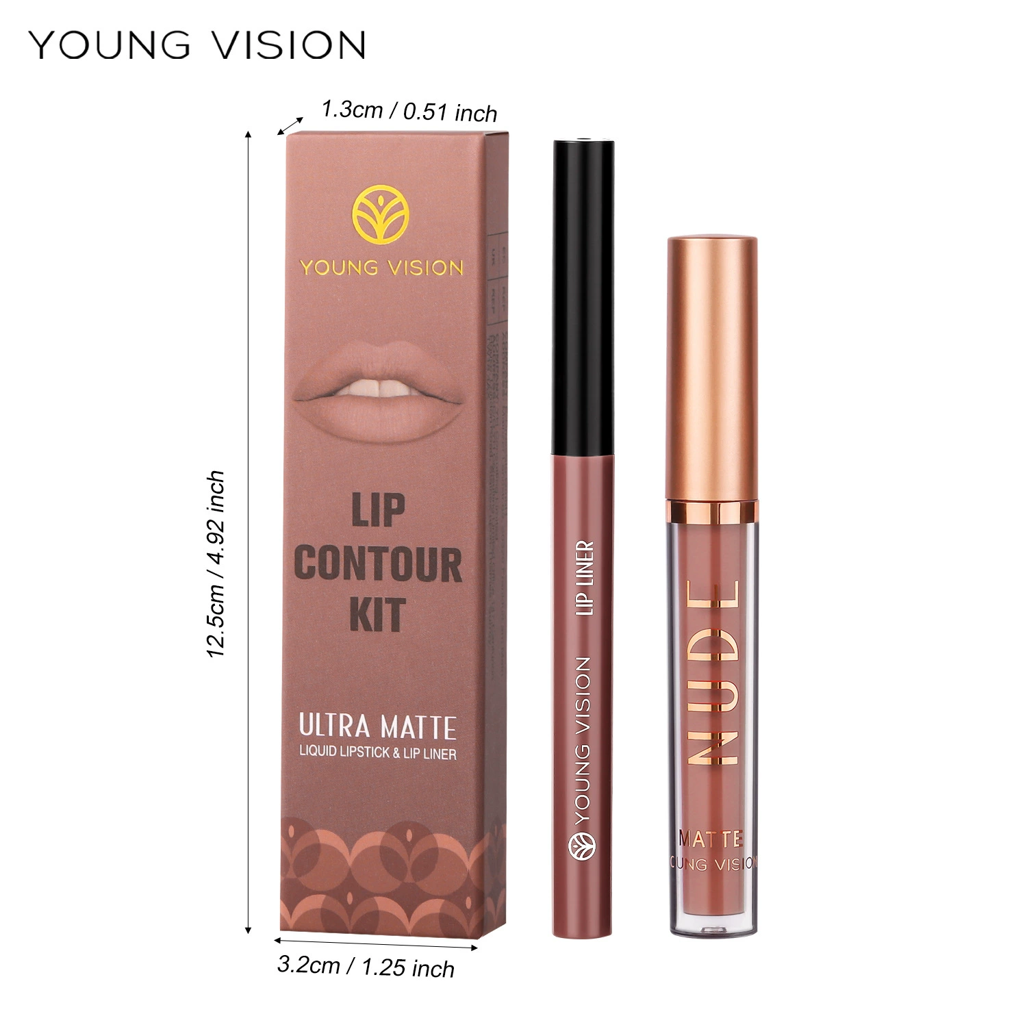 YOUNG VISION блеск для губ и карандаш, набор, матовый бальзам для губ, 2 шт.