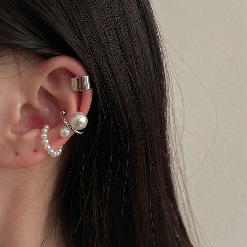 elegant retro fashionable geometric earrings pearl