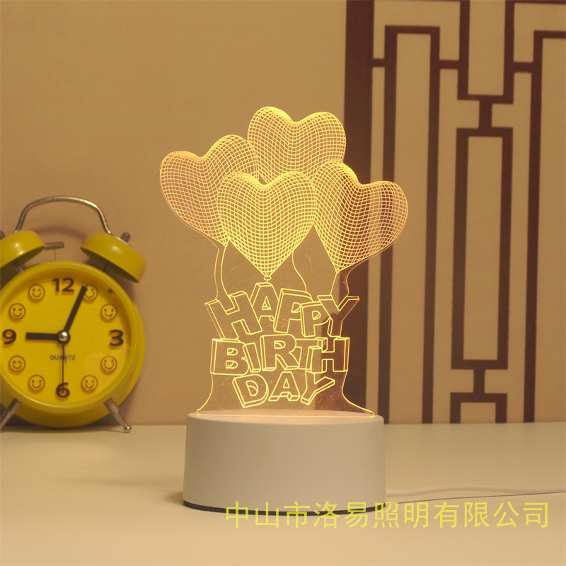 3D lámpara de noche acrílica atmósfera regalos de cabecera atmósfera lámpara de evento regalos al por mayor DIY lámpara de escritorio ideas de Navidad