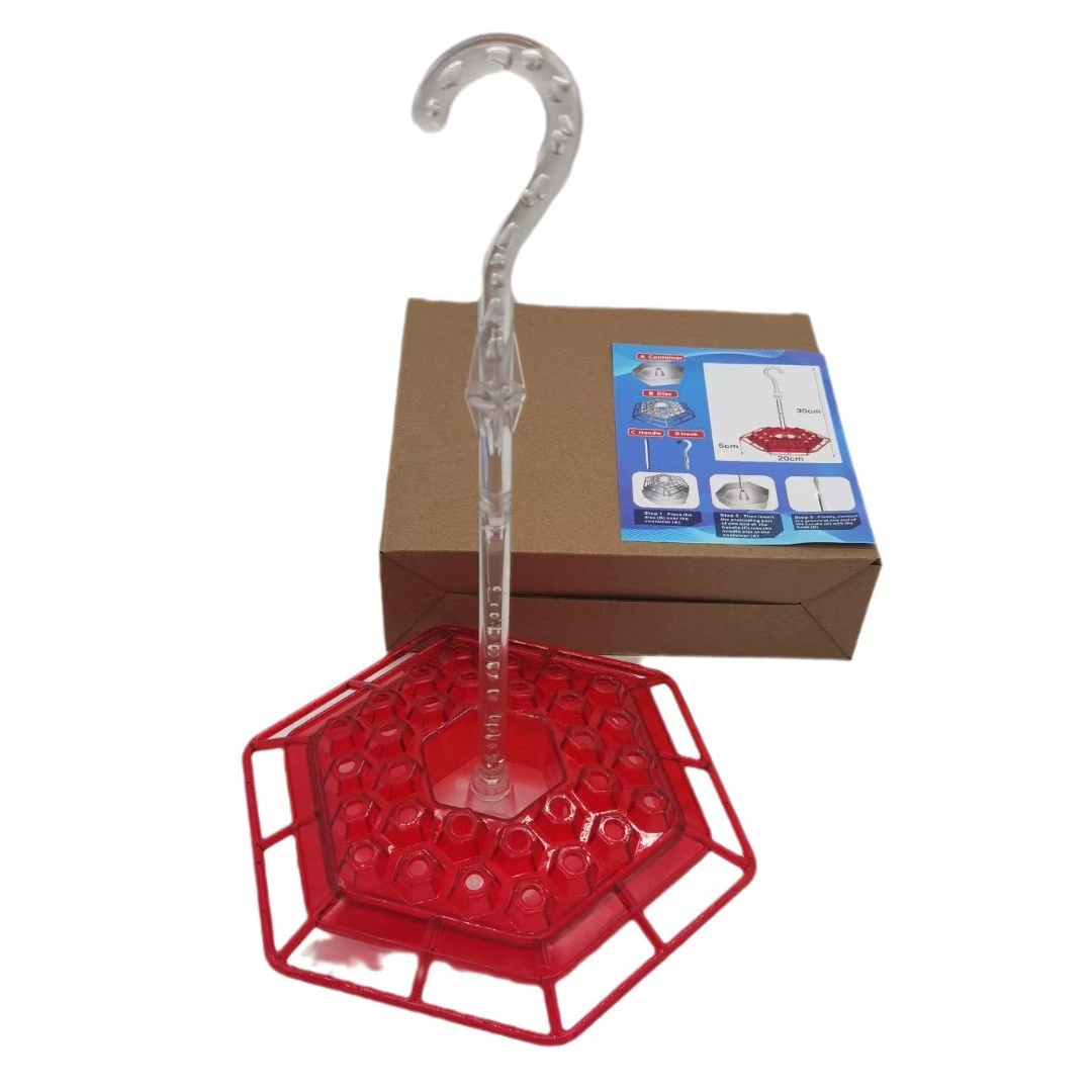 Подвесная красная шестиугольная кормушка для колибри с крючком, садовая кормушка для птиц