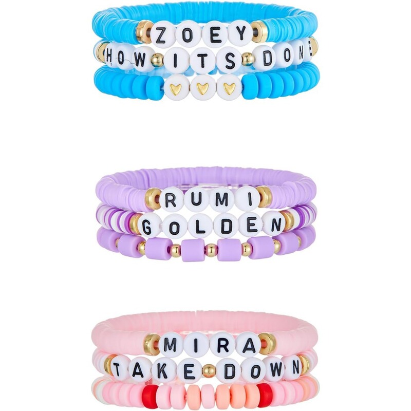 Cross-Border Best-Selling Demon Hunter Soft Pottery Letters 9-Piece Set Amazon Kpop Demon Peripheral Friendship Bracelet