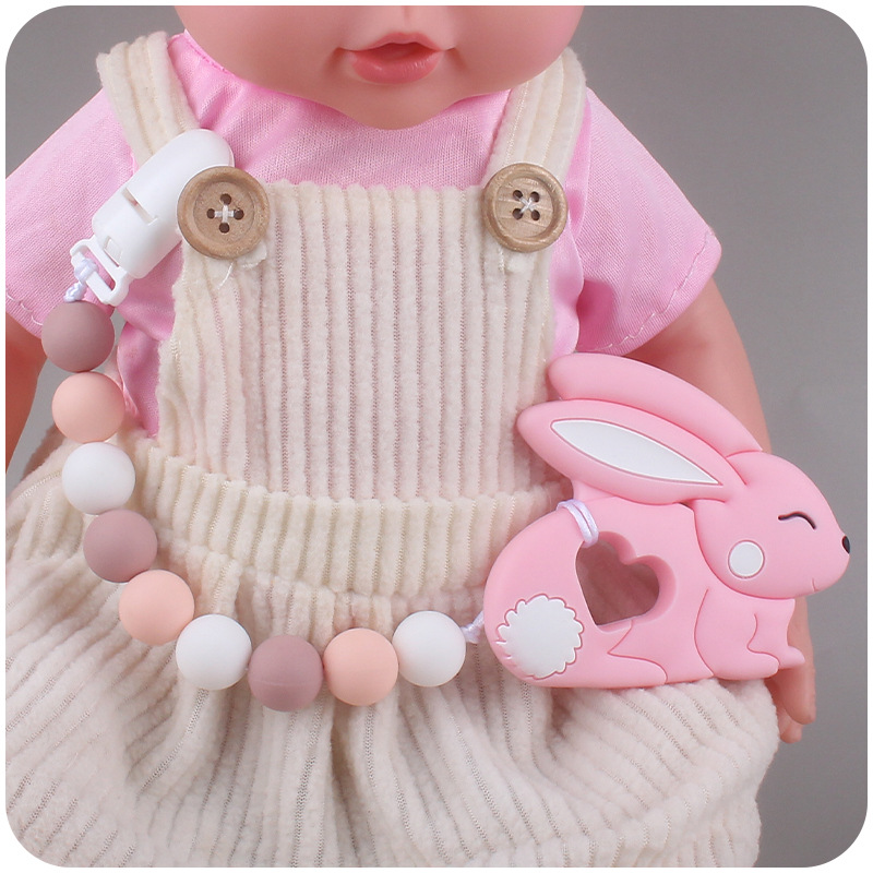 Suministros para bebés Cadena de chupete creativo bebé silicona mordedura molar anti-gota cadena dos conjuntos