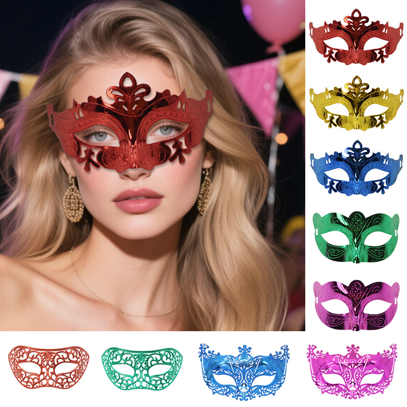 Venta caliente transfronteriza galvanoplastia calada Carnaval de Halloween multicolor de media cara Los hombres admiten máscara de fiesta máscara de bar