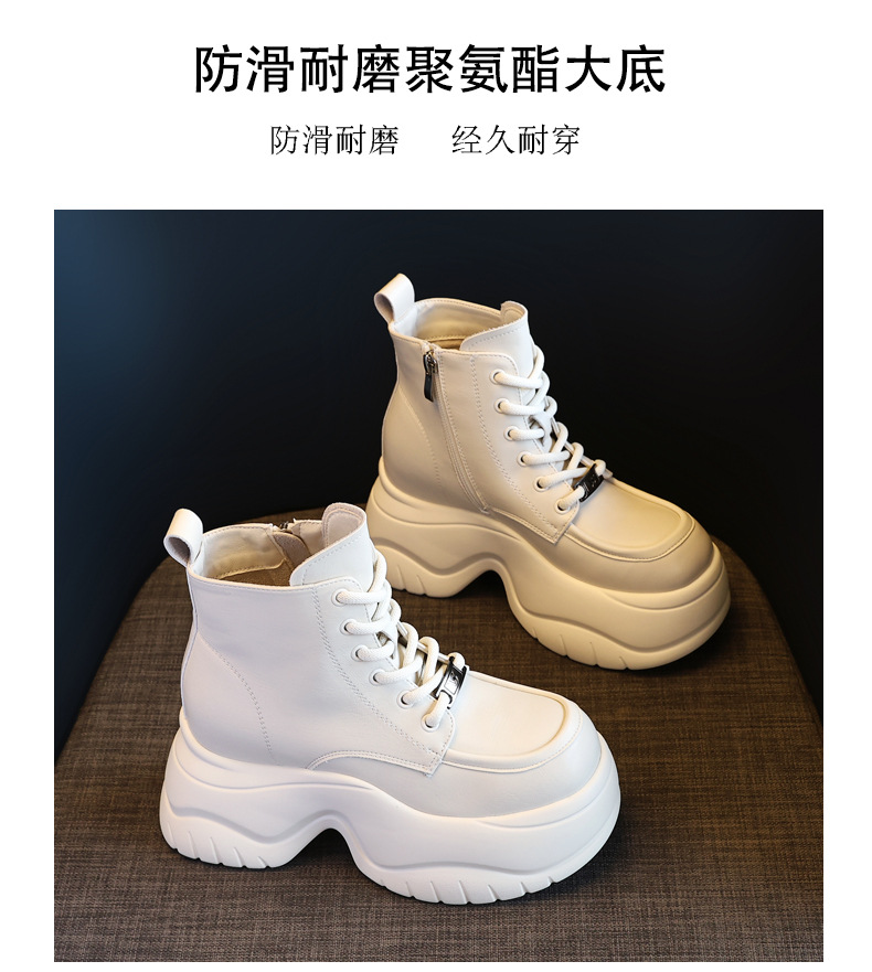 Boot martin nữ đế dày tôn dáng cổ cao gầy bên trong — Màu be chi tiết 13