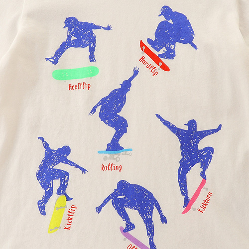 2024 Summer Boys Short Sleeve T-Shirt Cartoon Skateboard Boy Print Casual Top Baby Cotton Base Shirt